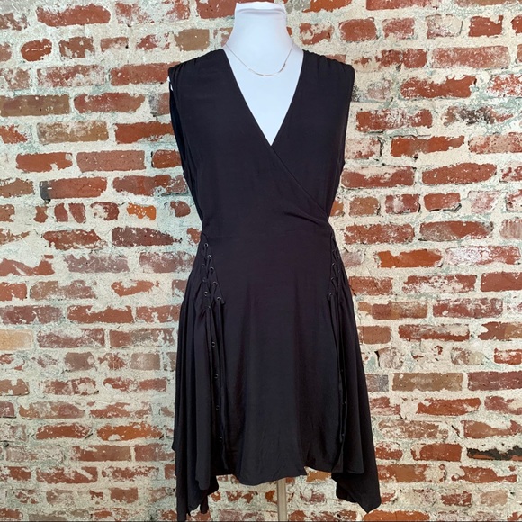 All Saints V Neck Wrap Front Dress Tiered Skirt - Picture 4 of 13